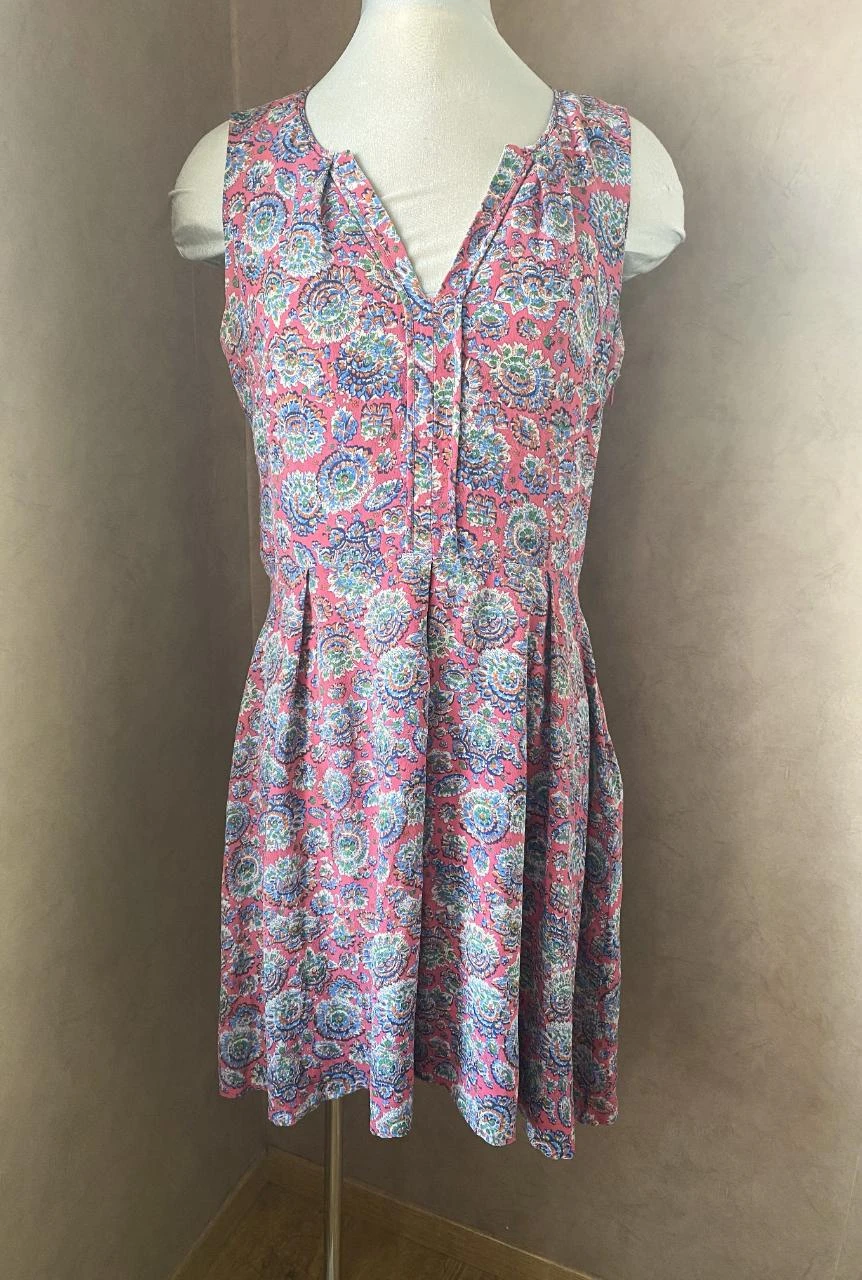 Superbe robe Caroll T42 en soie – Rose imprimé floral bohème chic